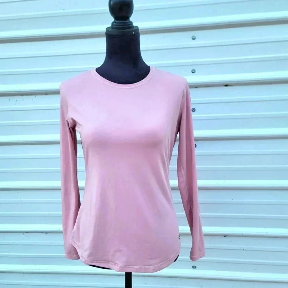 GUIDE SERIES Crew Neck Stretch Pink Long Sleeve Top Shirt Rush Guard sz M